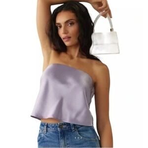 NWT Reformation 100% Silk Spritz Lavendar Purple Satin Strapless Tube Top Small